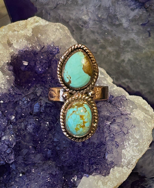 Copper & Number 8 Mine Turquoise Adjustable Ring