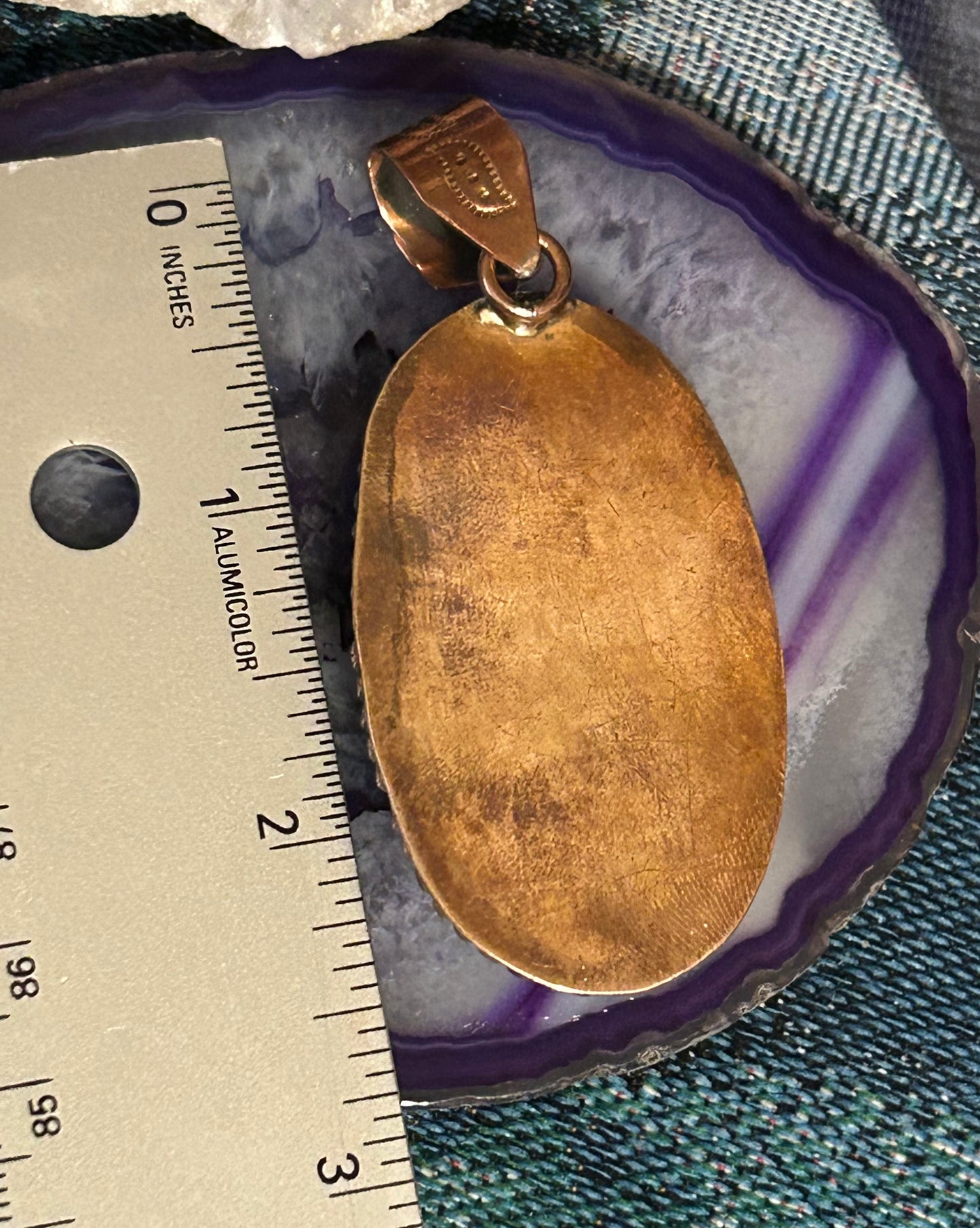 Pure Copper Pendant w/ Huge Blackjack Turquoise Pendant