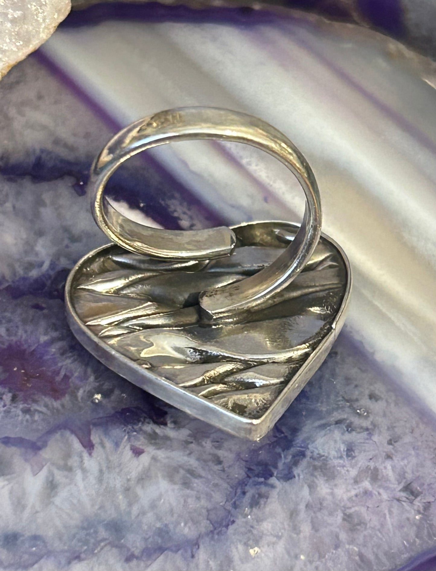 Sterling Silver Taxco Wavey Heart Adjustable Ring