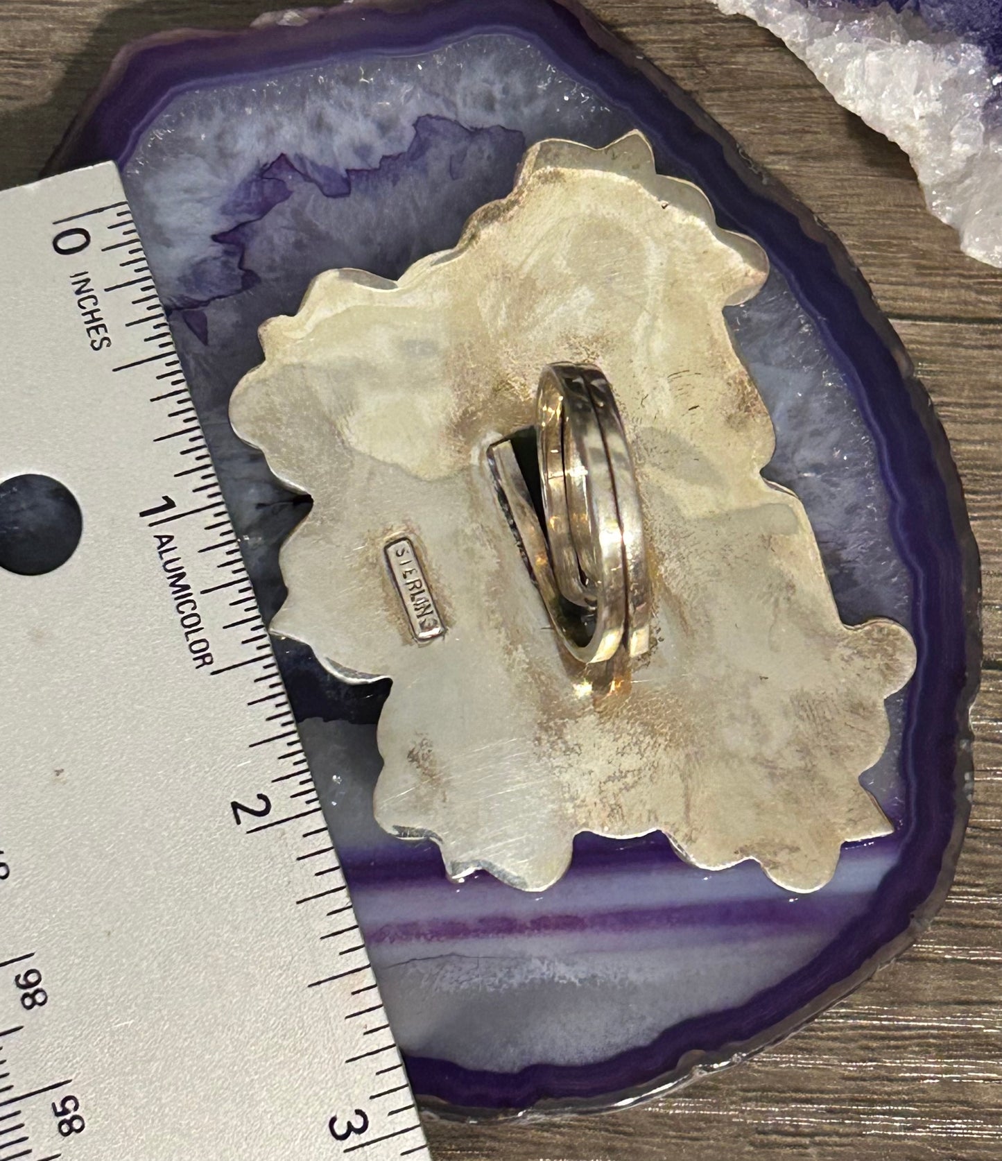 Sterling Silver & Purple Mojave Turquoise Statement Butterfly Adjustable Ring