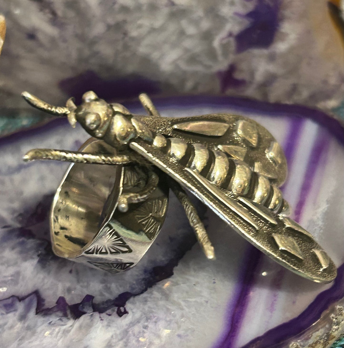 Sterling Silver Modern Taxco Mexico Huge Fly Ring • Adjustable