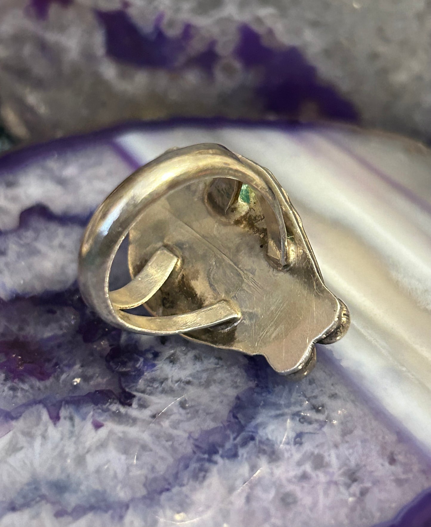 Vintage Sterling Silver Natural Turquoise Ring • Size 7.25