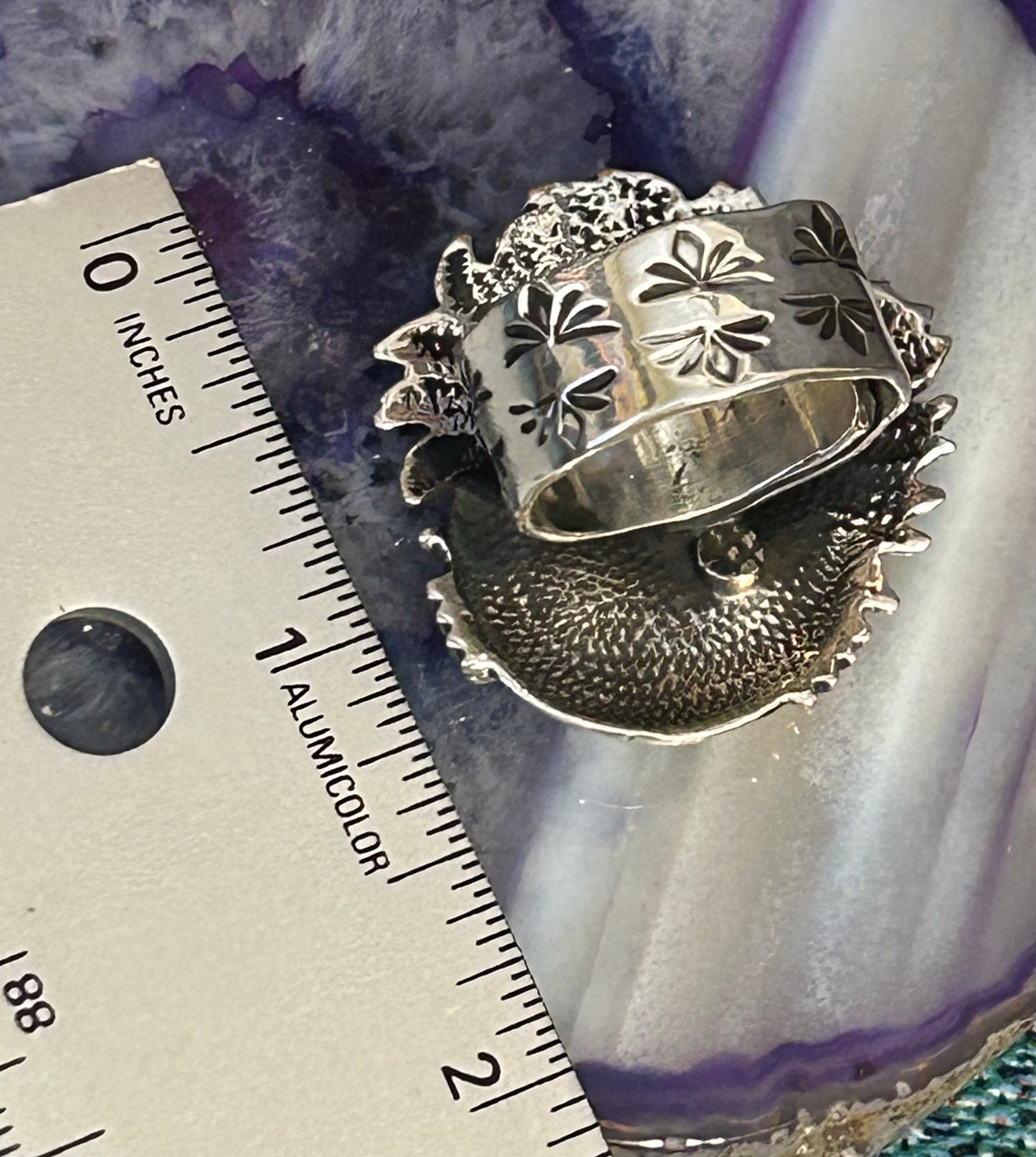 Sterling Silver Taxco Mexico Sun Holding Moon Celestial Adjustable Ring
