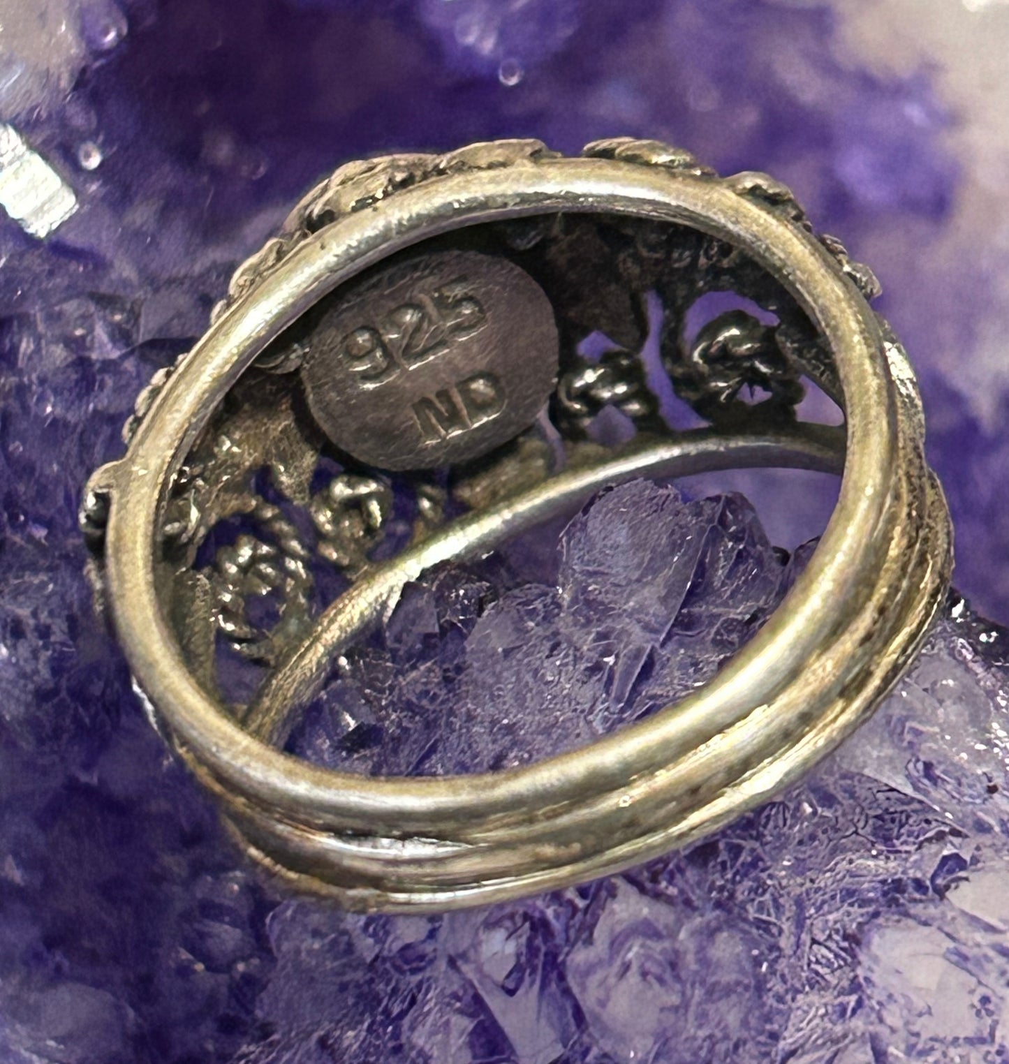 Vintage Sterling Silver Abalone Ring Size 7.25