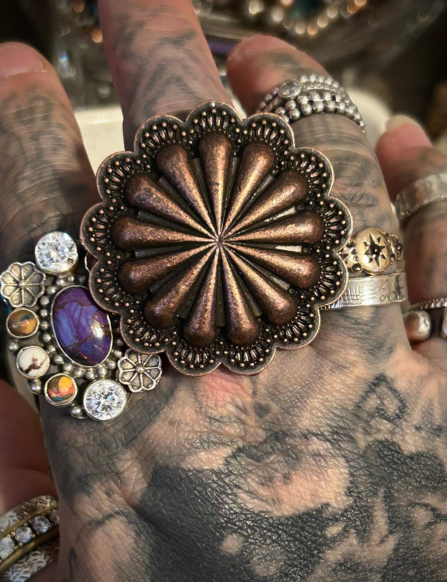 Copper Large Concho Stretch Ring