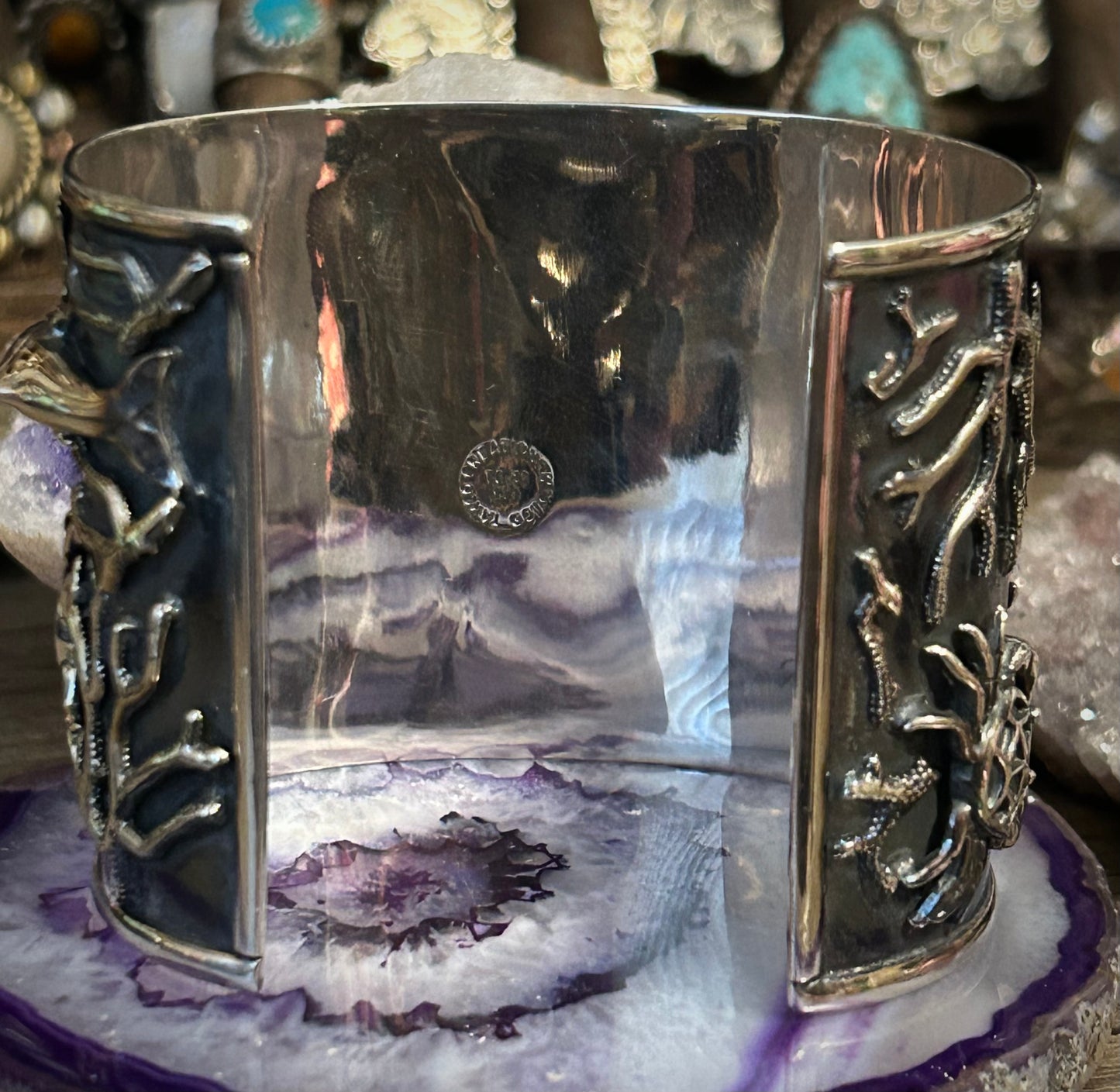 Sterling Silver Taxco Mexico Handmade Sea Life Cuff Bracelet