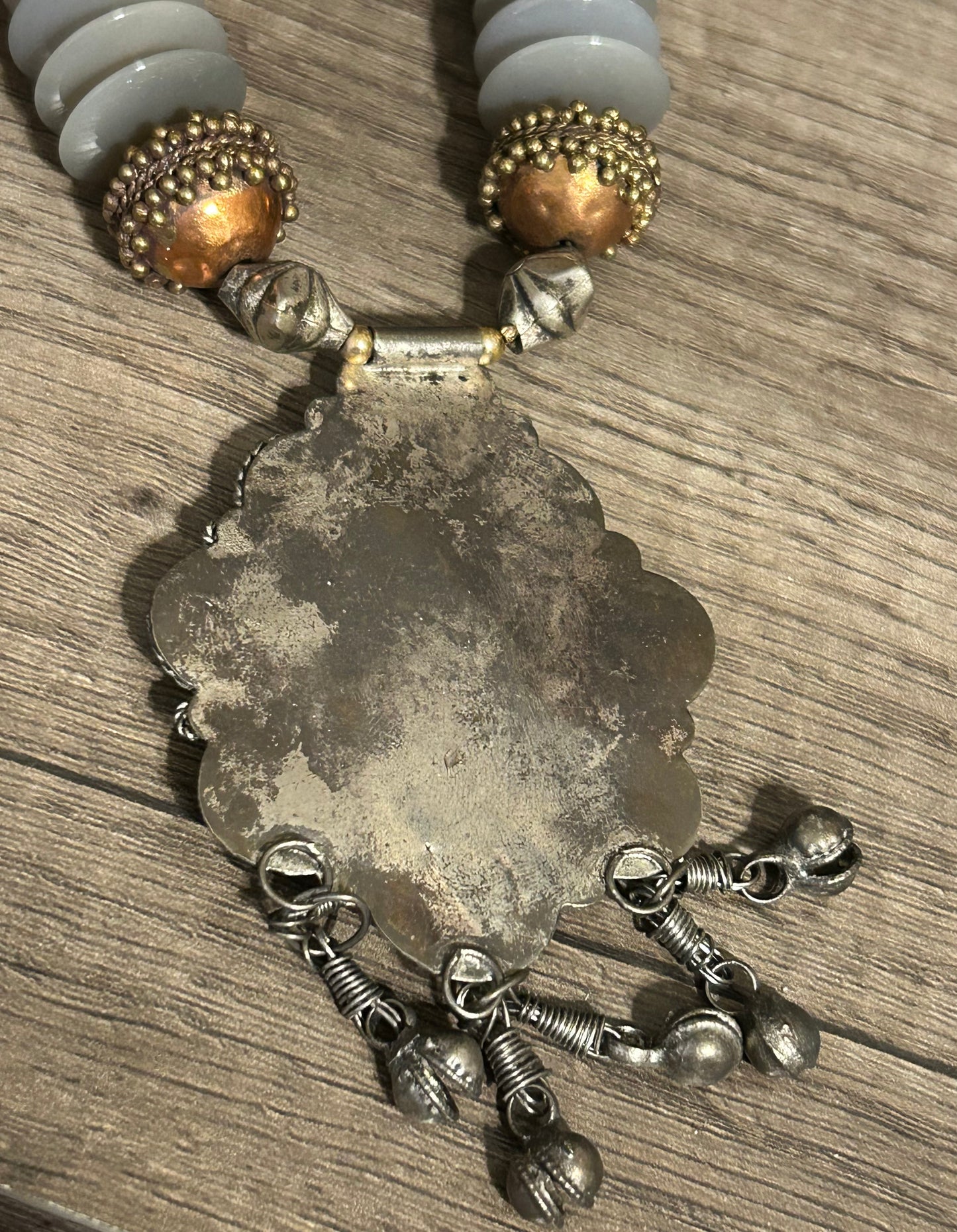 Vintage Rosemary G Ro-Do Beaded Necklace W/ Multi Stone Pendant