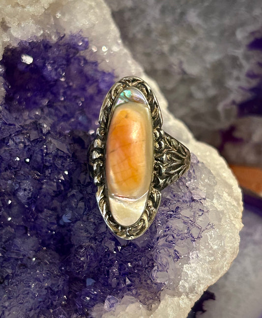 Vintage Sterling Silver Blister Pearl Ring Size 6.75
