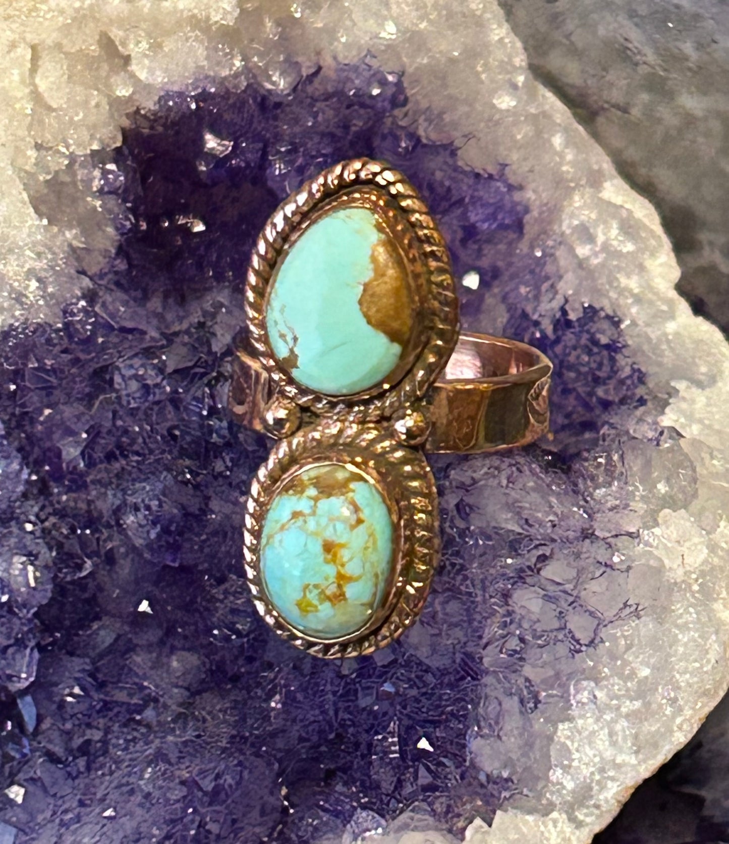 Copper & Number 8 Mine Turquoise Adjustable Ring