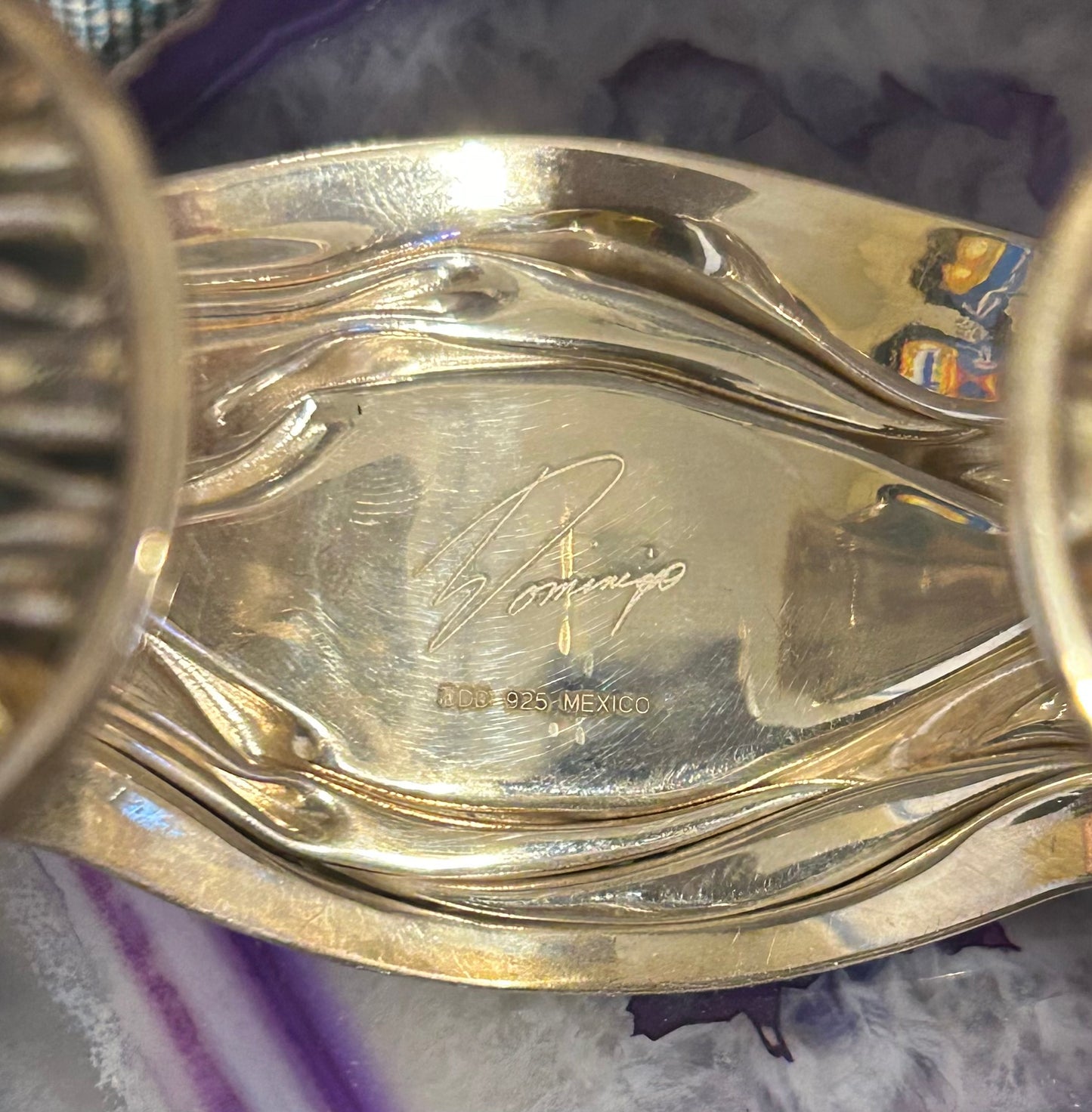 Taxco Dominque Dinouart Domingo DDD Carnelian Wavy Sterling Silver Cuff Bracelet