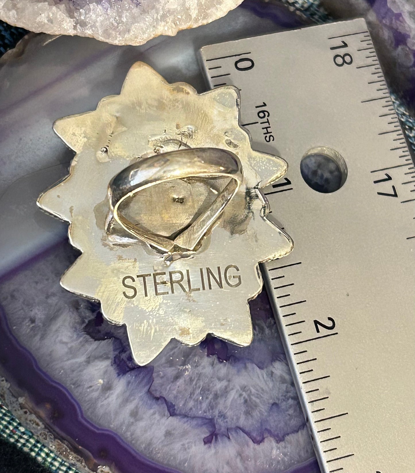 Sterling Silver & Large Natural Turquoise Ring • Size 9