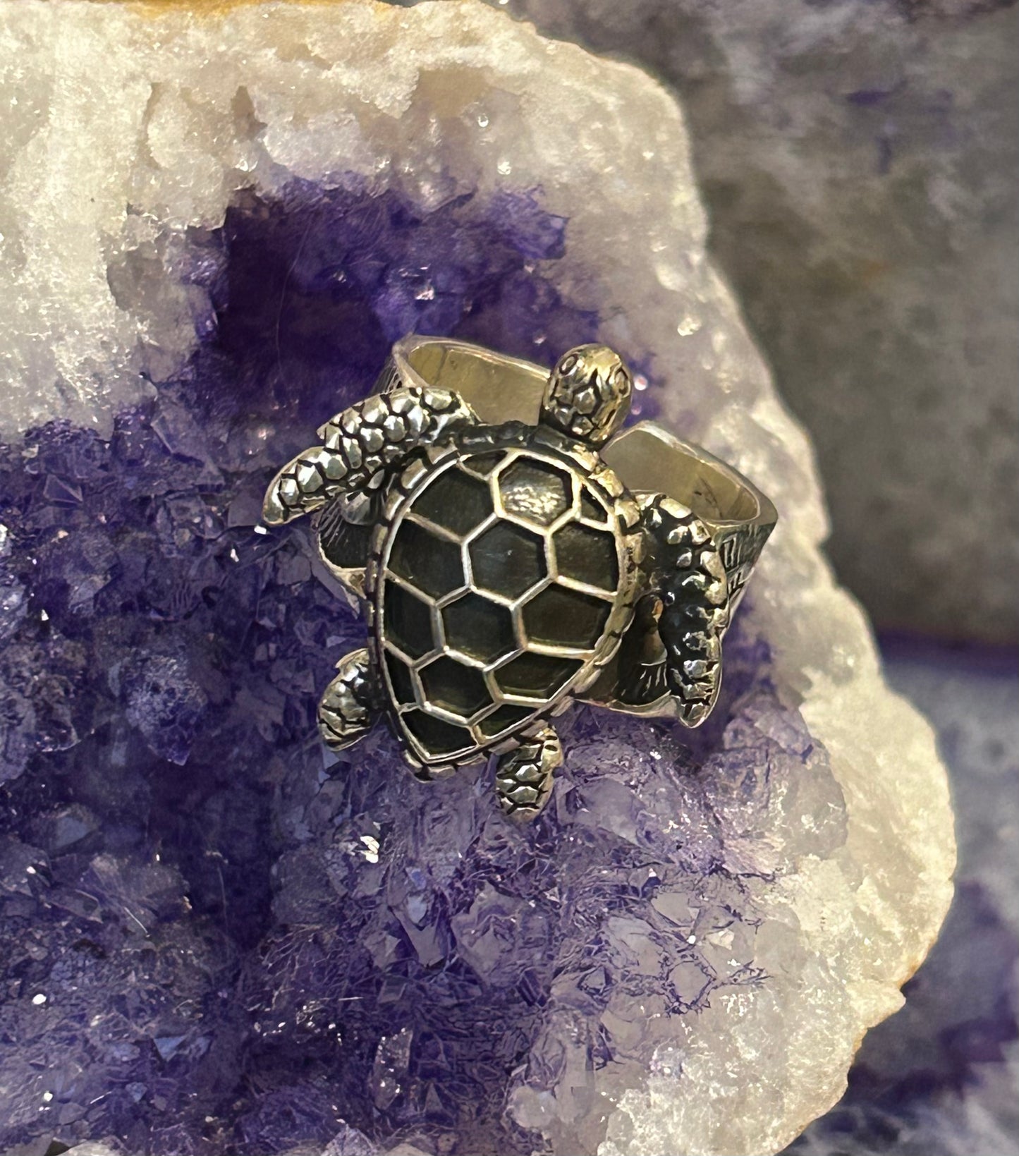 Sterling Silver Taxco Mexico Sea Turtle Ring Adjustable 8-10