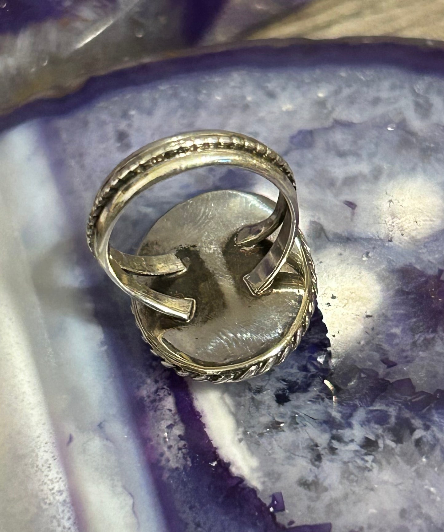 Sterling Silver Zuni Navajo Inlaid Cardinal Bird MOP Gemstone Ring Size 4