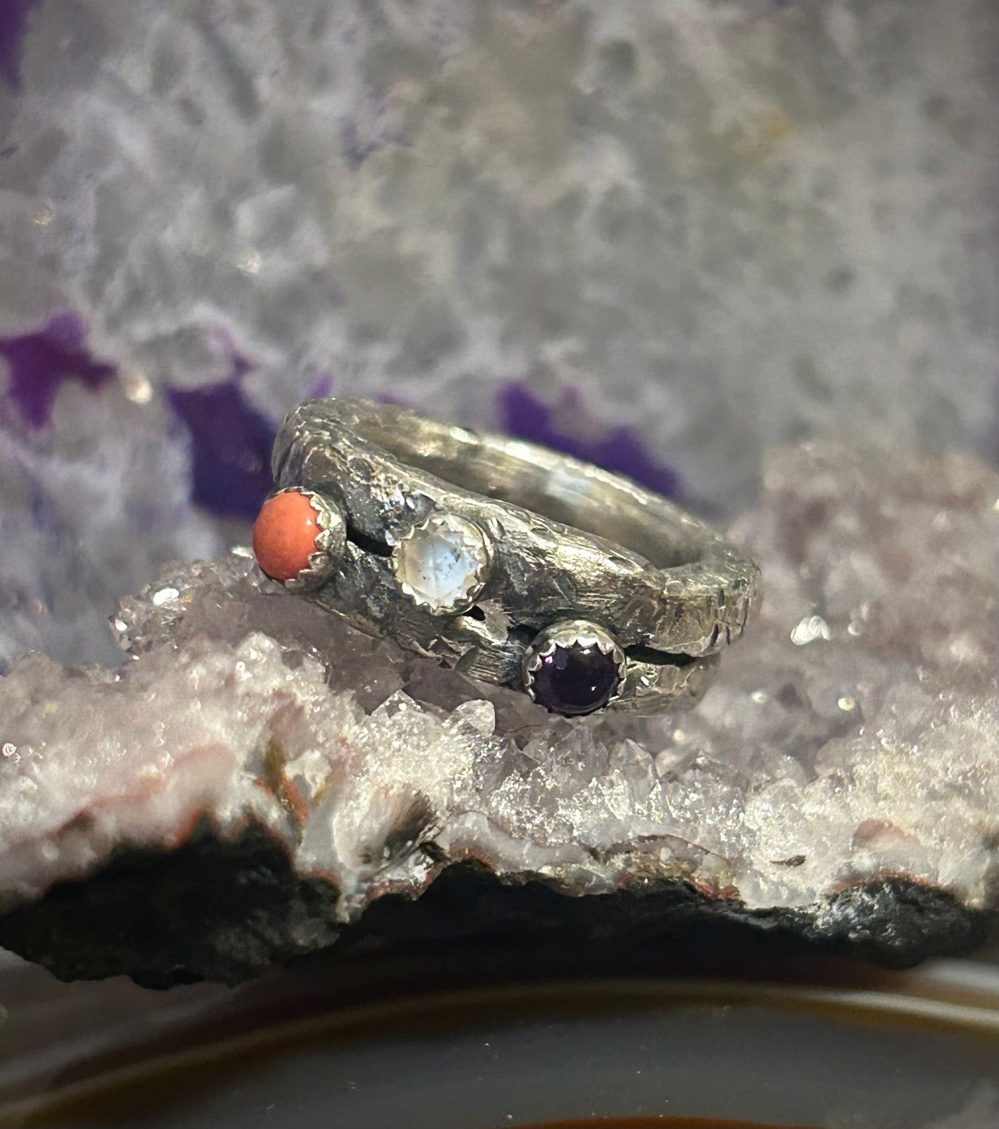 GUZ LOVE NO.50 • GuzFurbished 3-Stone “Apocalypse” Ring • Size 5.5