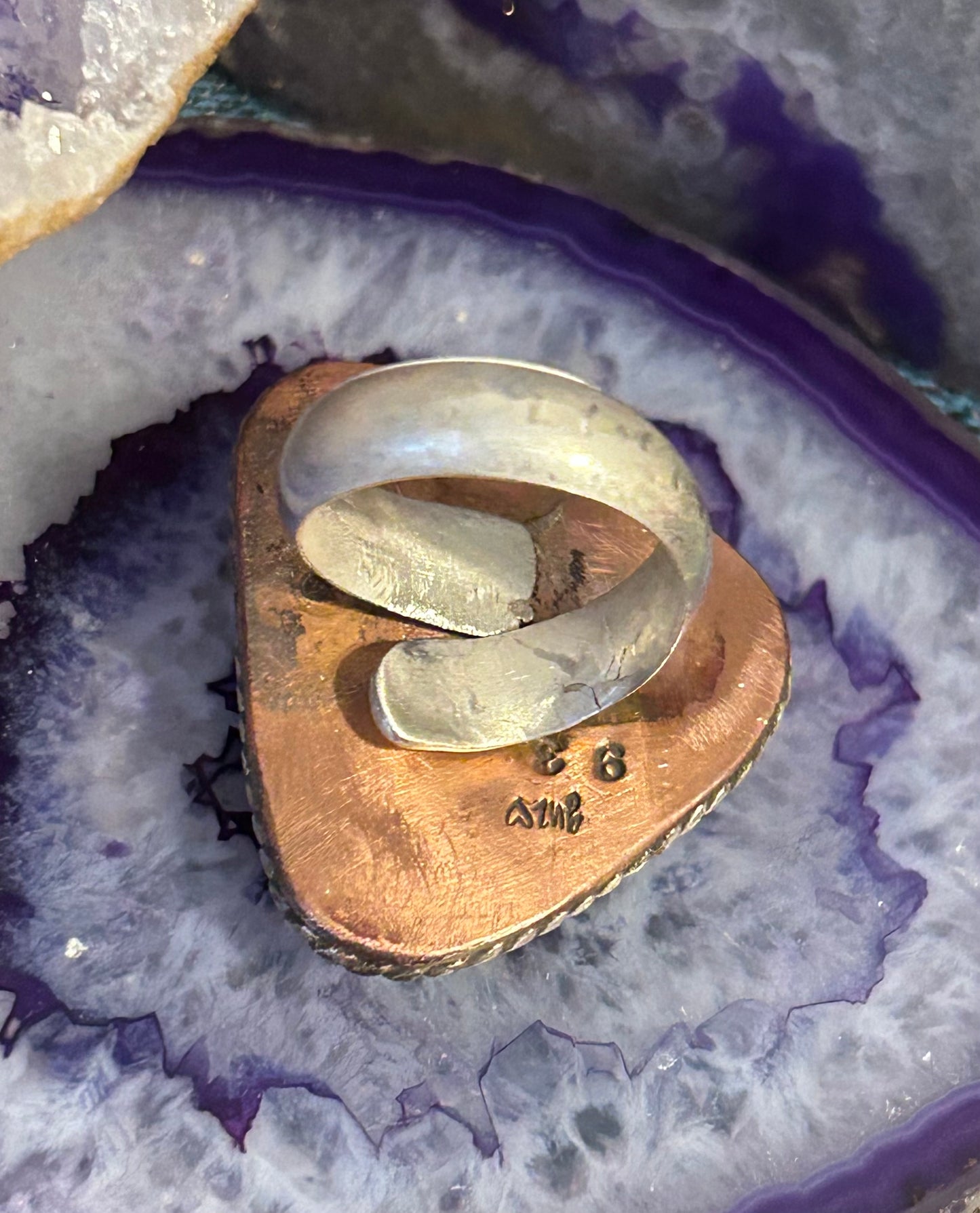 GUZ LOVE NO.93 • Sterling Silver & Copper Blackjack Turquoise Mixed Metal Ring
