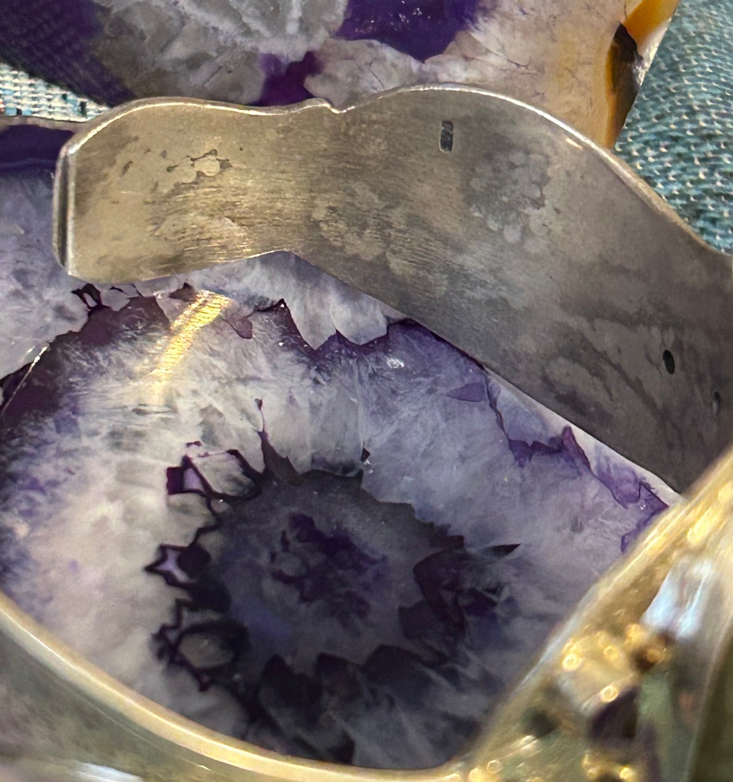 Sterling Silver 925 Labradorite Carved Skull & Amethyst Cuff Bracelet