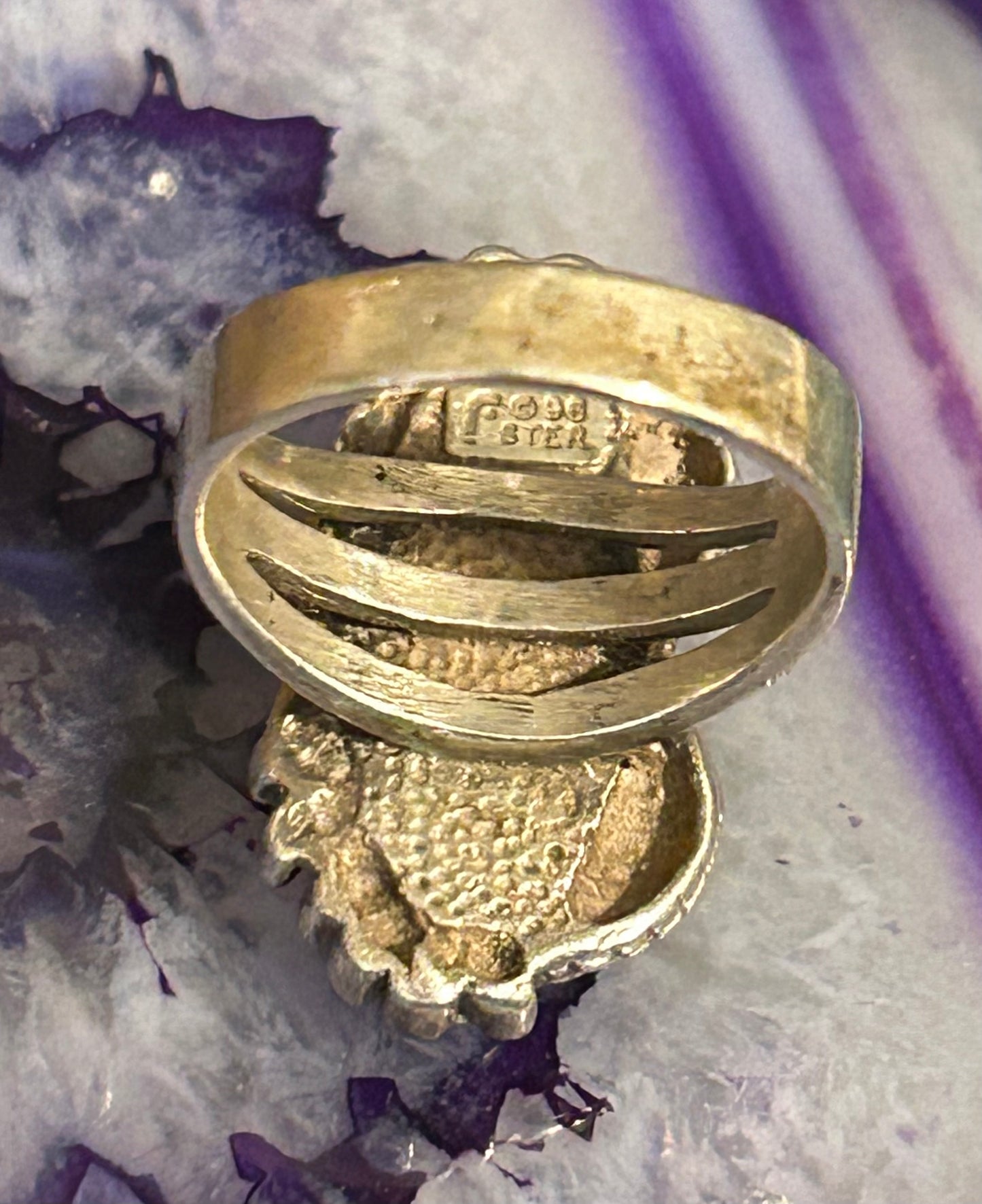 Vintage Sterling Silver 1996 Carol Felley Feather  Leaf Turquoise Ring Size 9