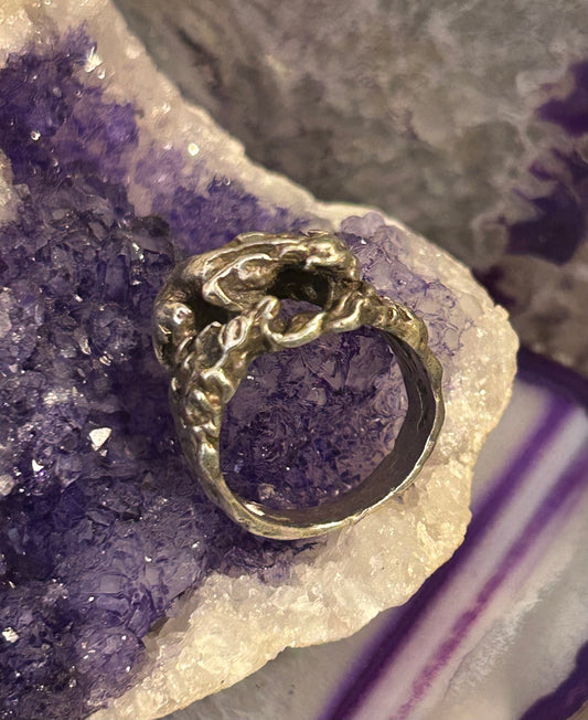 Vintage Sterling Silver Brutalist Panther/Jaguar Ring • Size 9