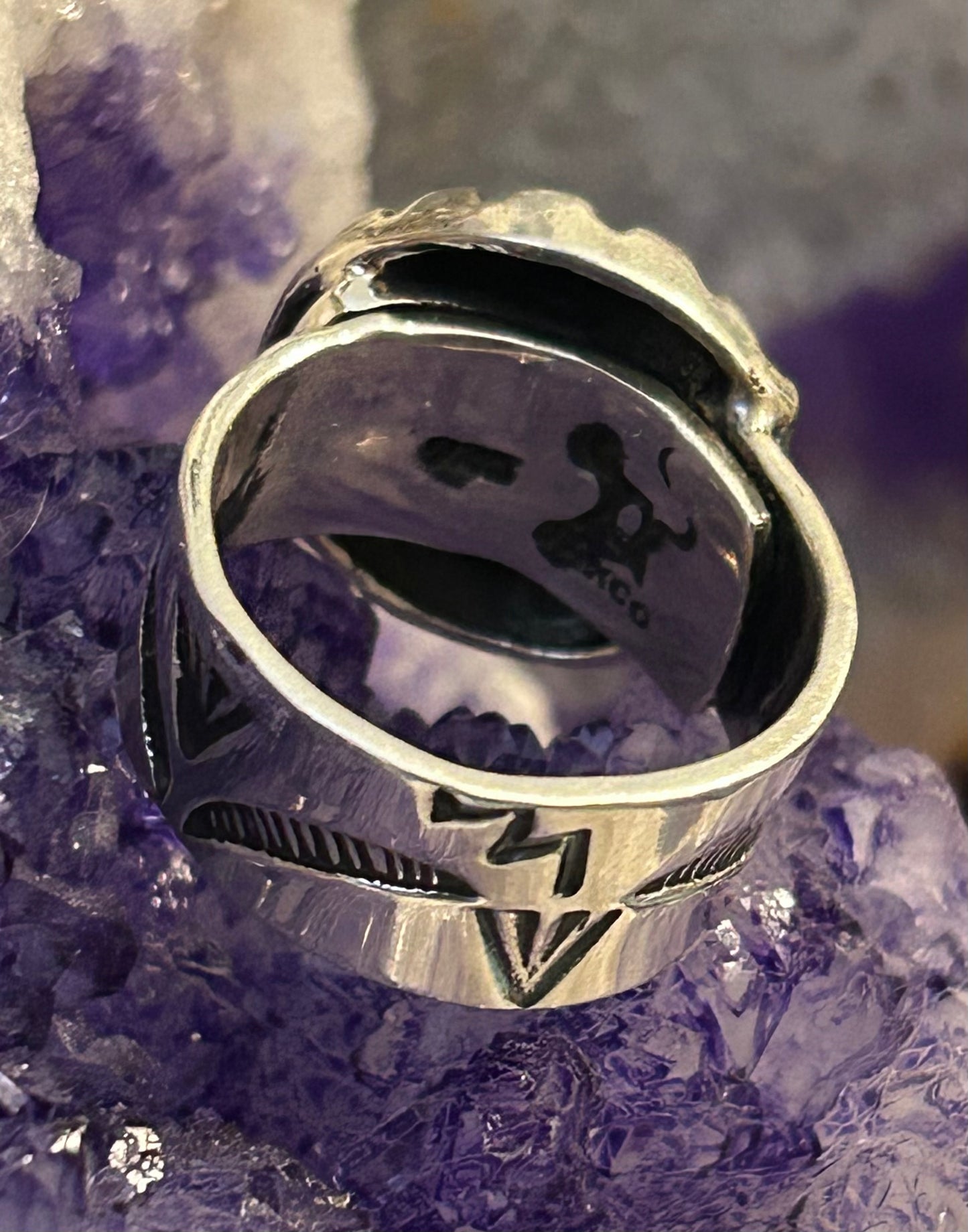 Sterling Silver Modern Taxco Mexico Flower Concho Adjustable Ring