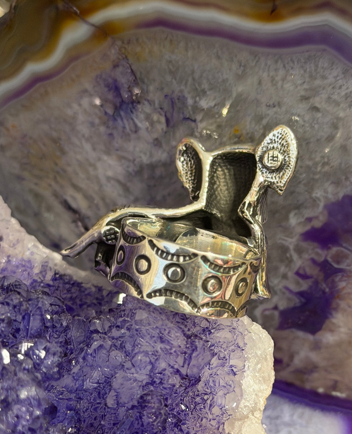 Sterling Silver Modern Taxco Mexico Cute Puppy Dog Ring Adjustable