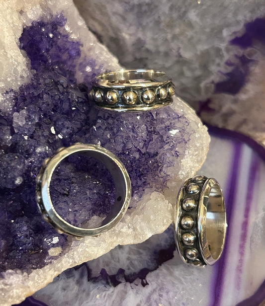 Sterling Silver Taxco Mexico Ball Bead Ring
