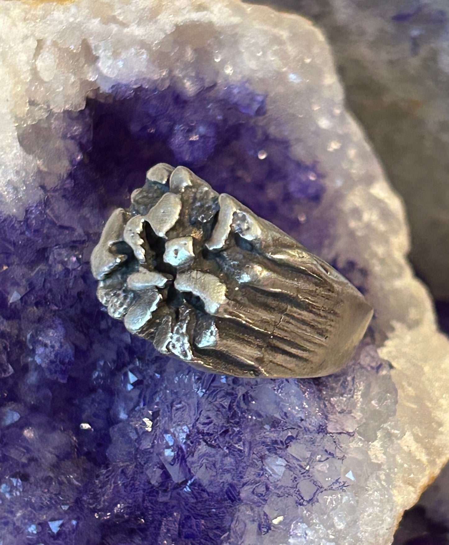 Vintage Sterling Silver Chunky Nugget Style Ring • Size 10
