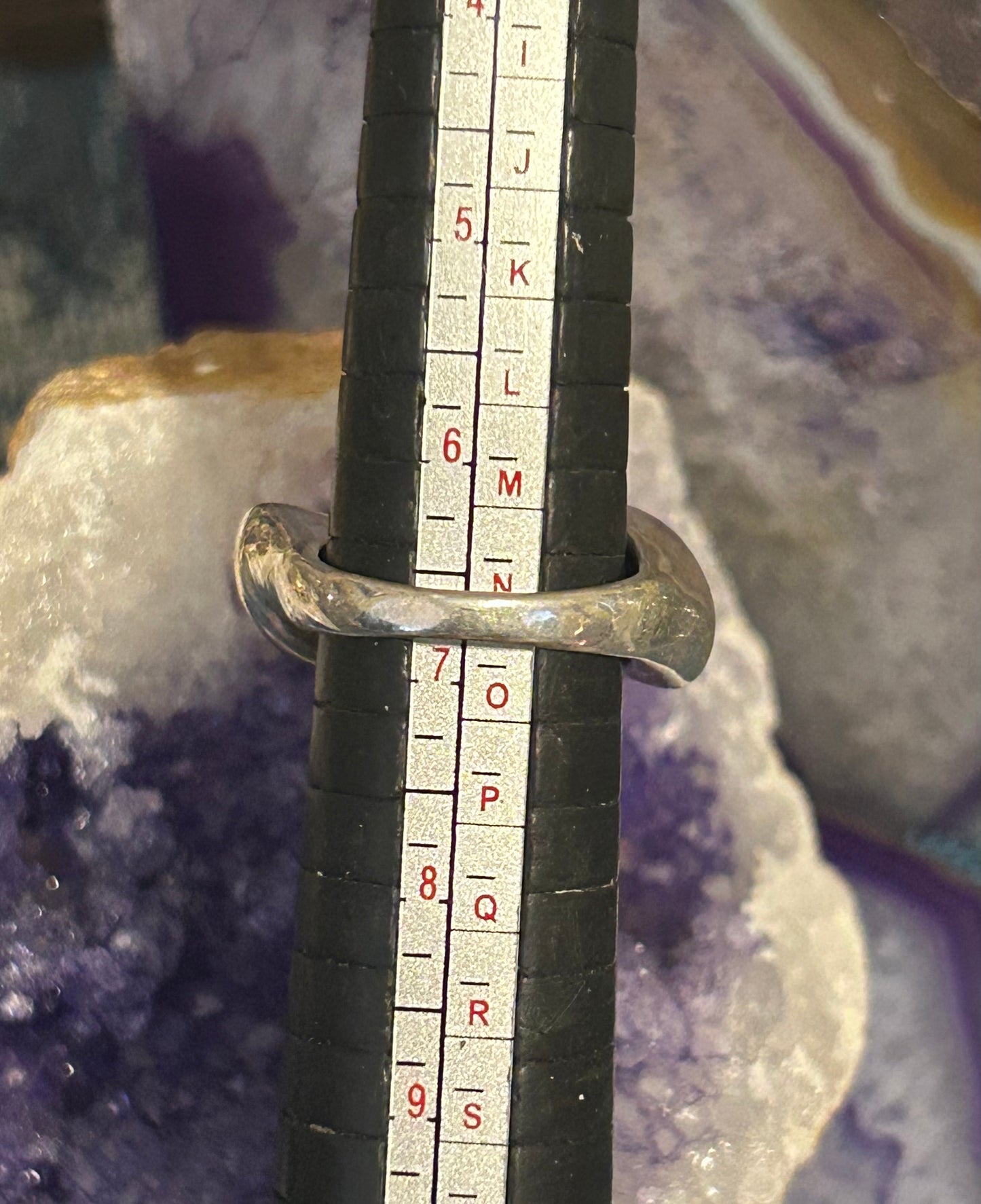 Vintage Sterling Silver Modernist Wave Signet Style Ring Size 6.75