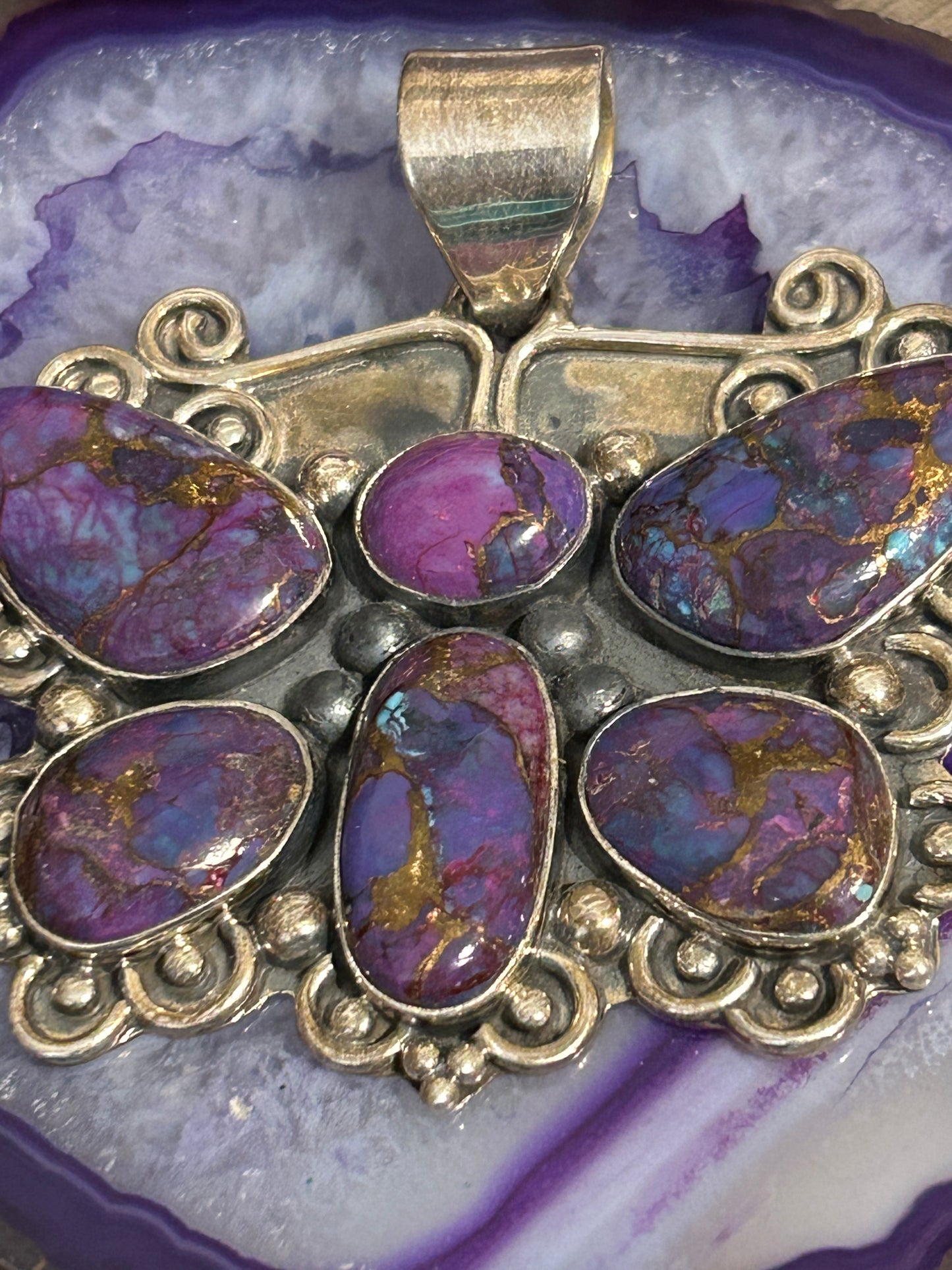 Sterling Silver Purple Mojave Turquoise Statement Butterfly Pendant