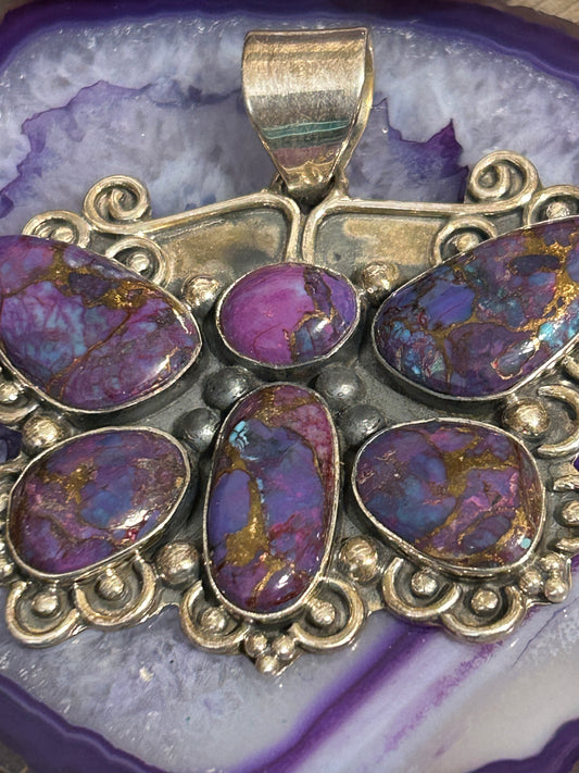 Sterling Silver Purple Mojave Turquoise Statement Butterfly Pendant
