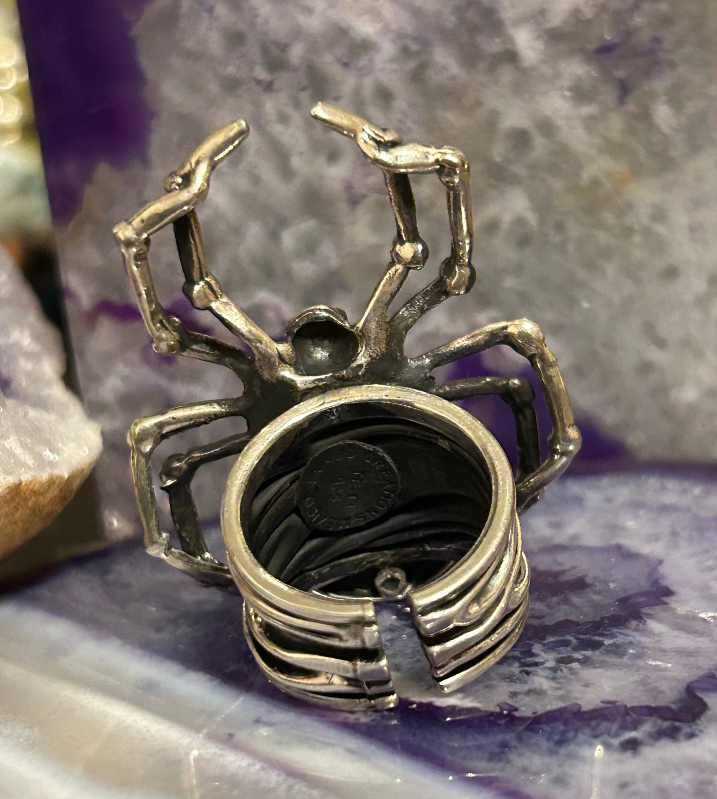 Sterling Silver Taxco Mexico Spider With Turquoise Ring Size 6-7