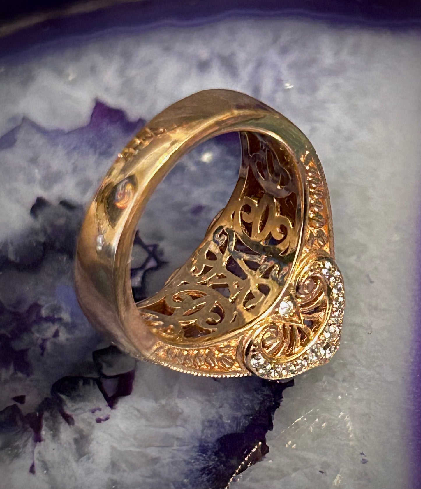 Vintage Rose Gold Sterling Silver Lavender CZ Ring • Size 5