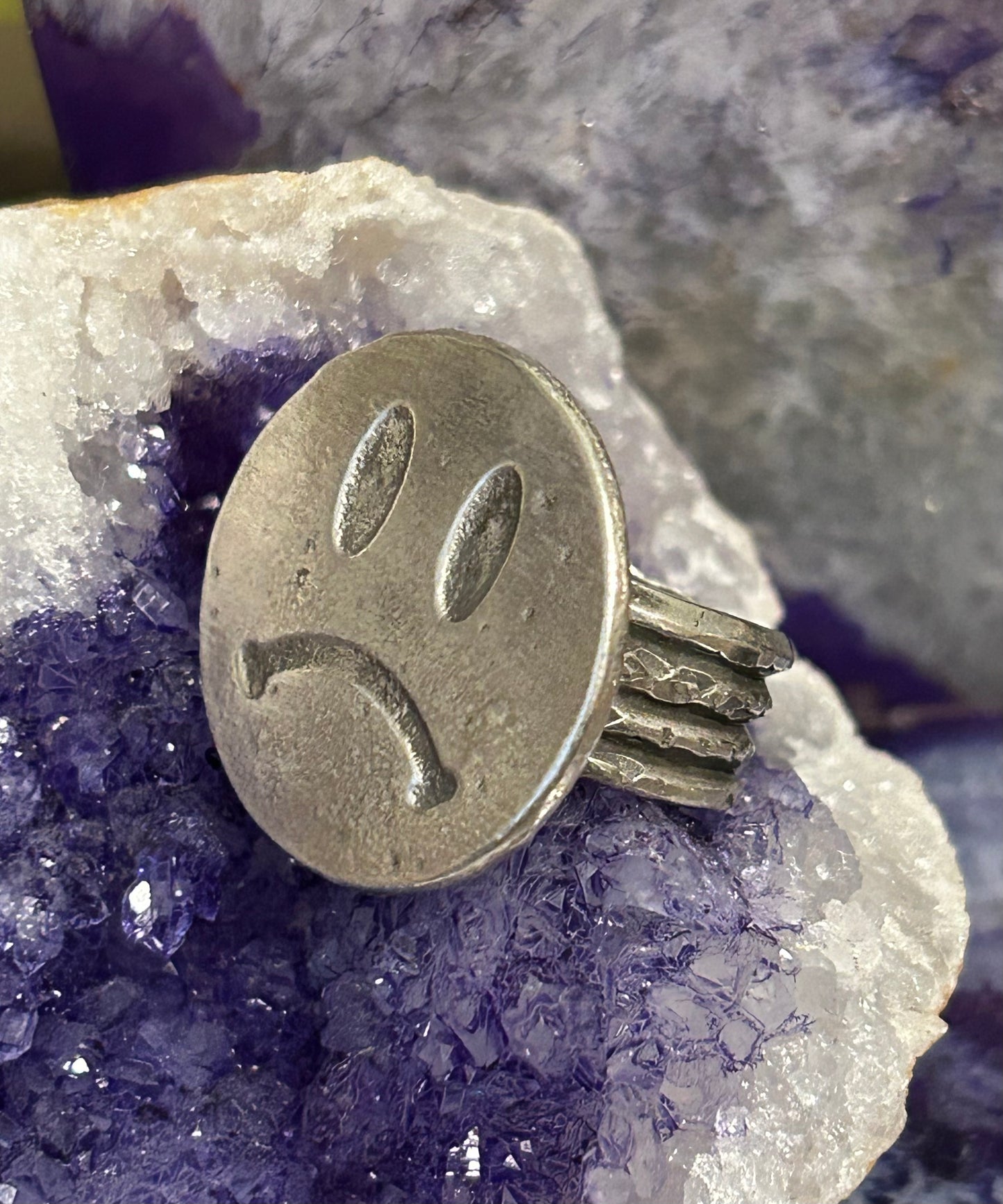 *MADE TO ORDER* Guz Love’s SAD FACE Sterling Silver Ring