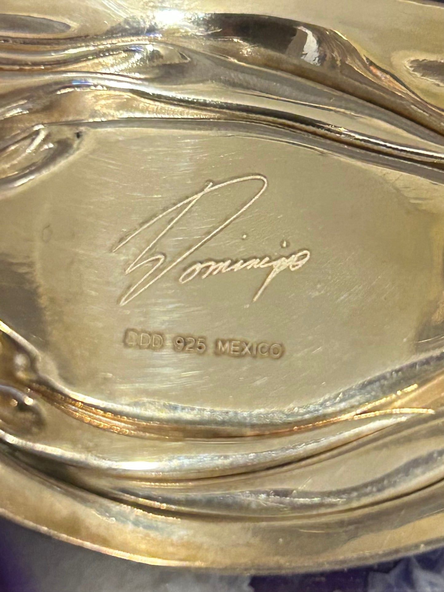 Taxco Dominque Dinouart Domingo DDD Carnelian Wavy Sterling Silver Cuff Bracelet