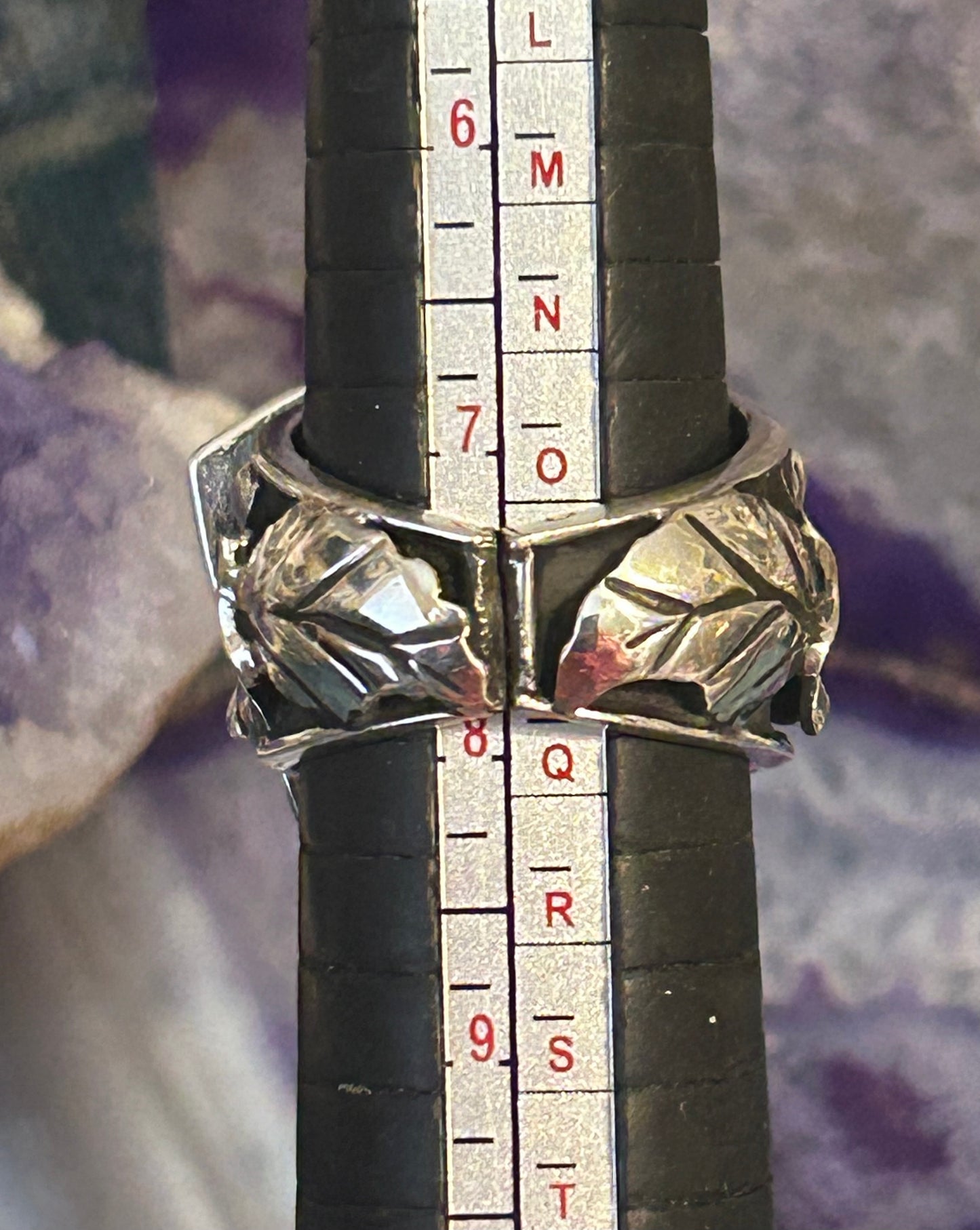 Sterling Silver Taxco Mexico Large Flower And Leaf Ring Size 7.25-9