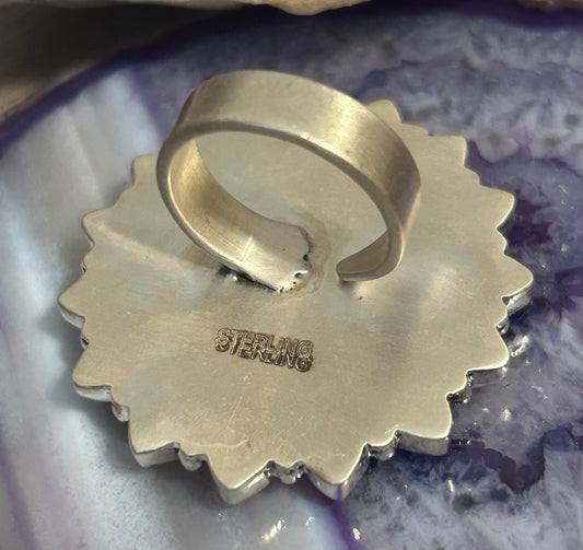Sterling Silver Violet Dahlia Large Multi-Stone Ring Adjustable 7-9