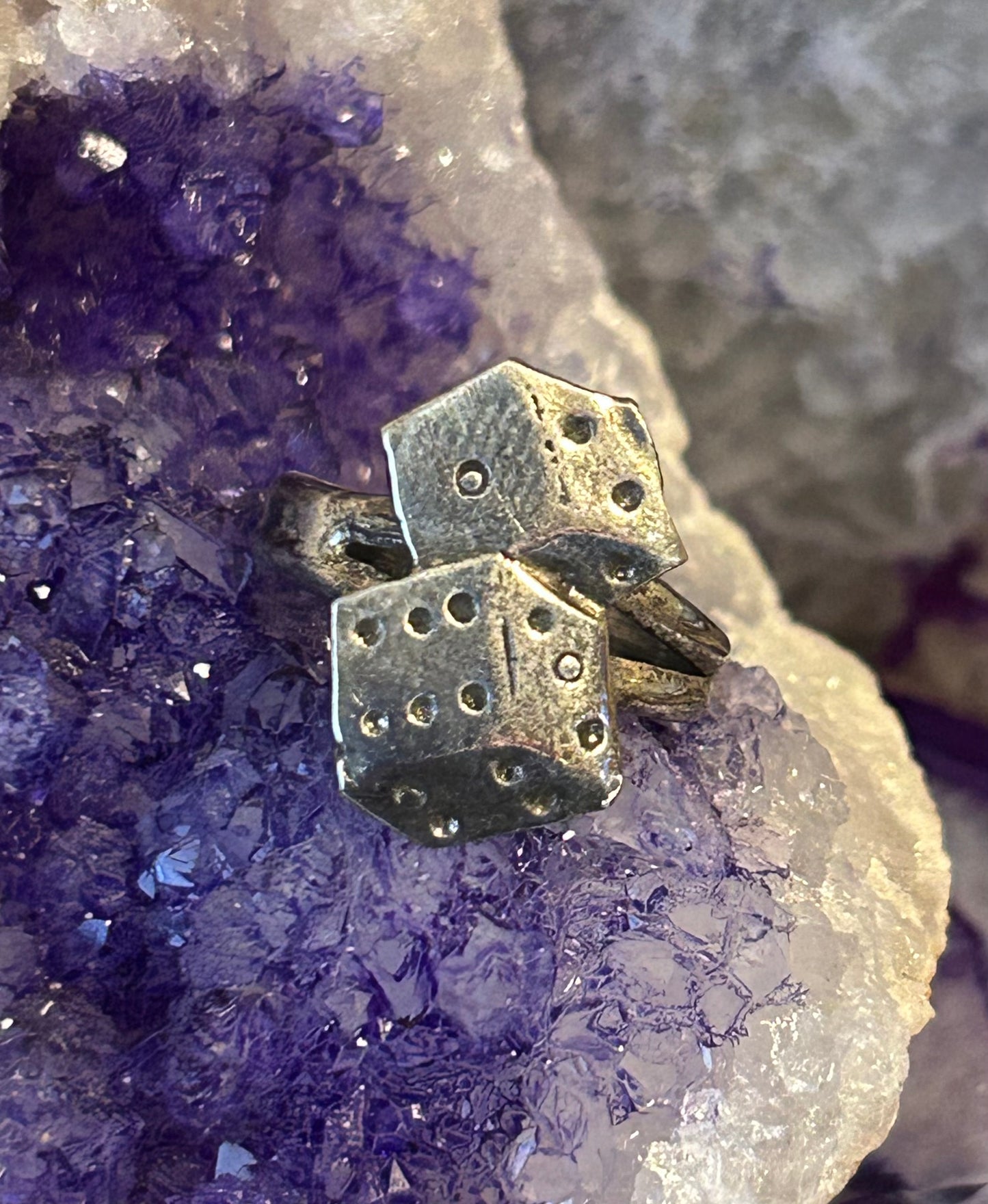 Vintage Sterling Silver Dice Ring •Size 8