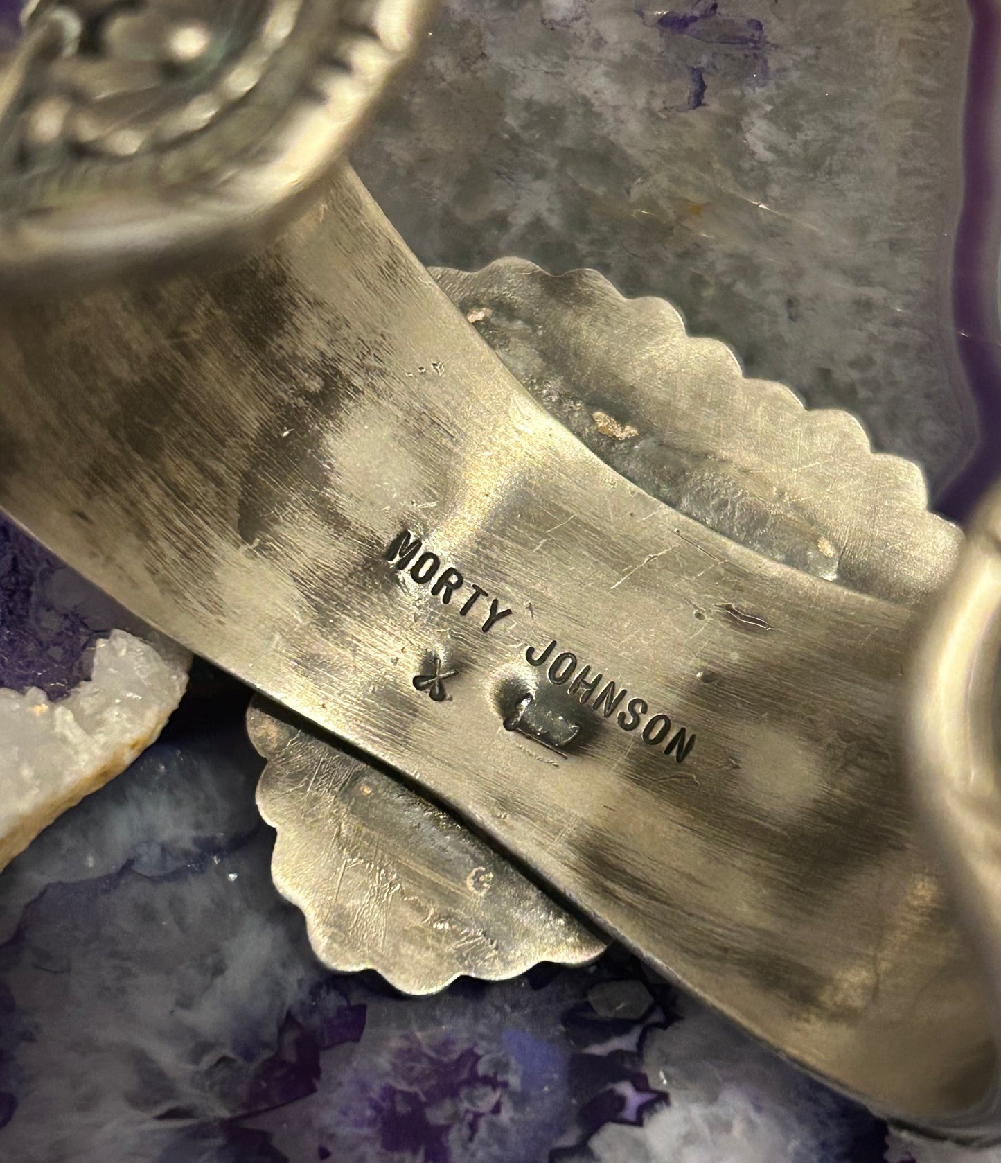 GuzFurbished Sterling Silver Heart & Turquoise Cuff Bracelet