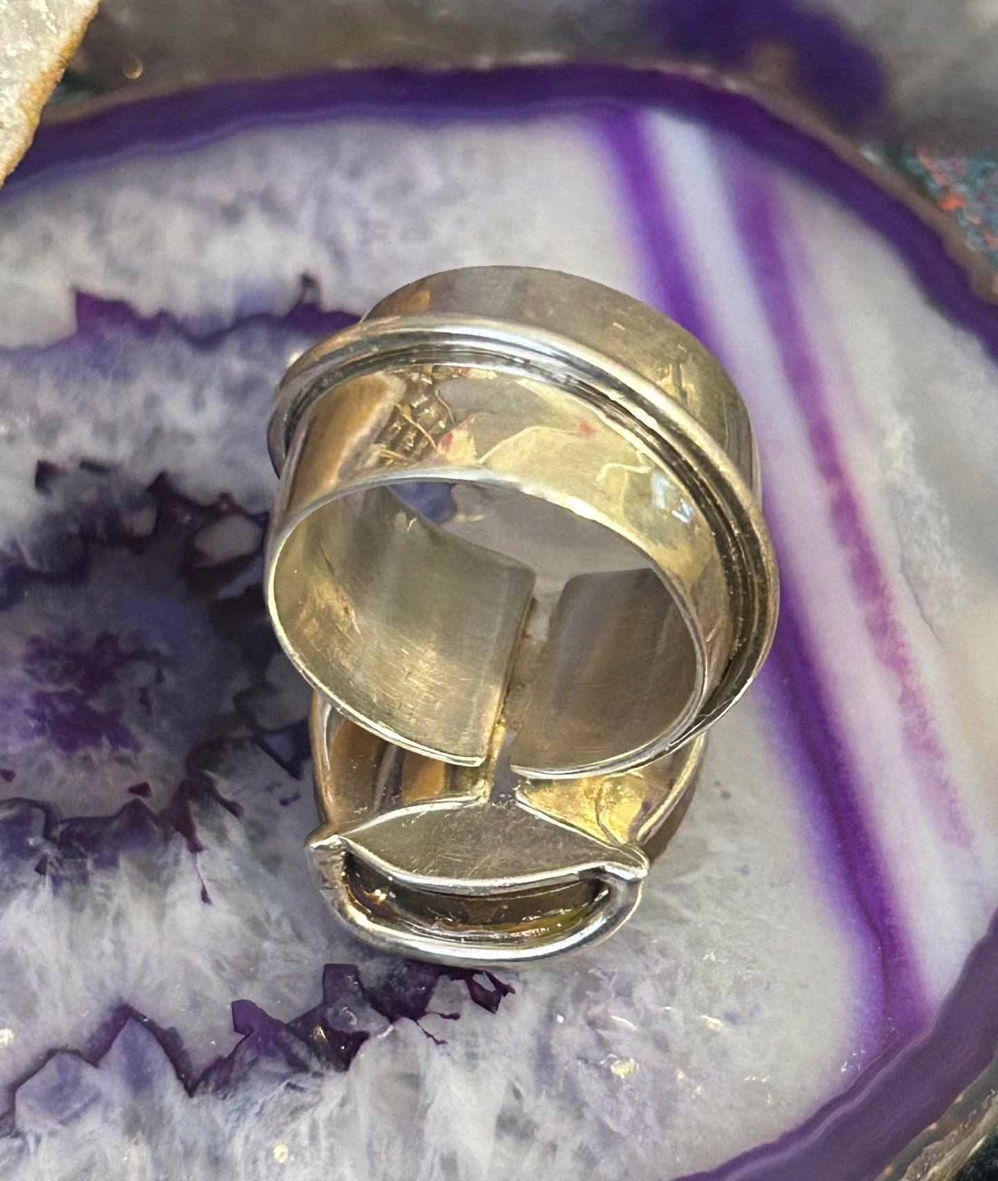 Lilly Barrack Sterling Silver Vintage Turquoise Modernist Ring Size 7