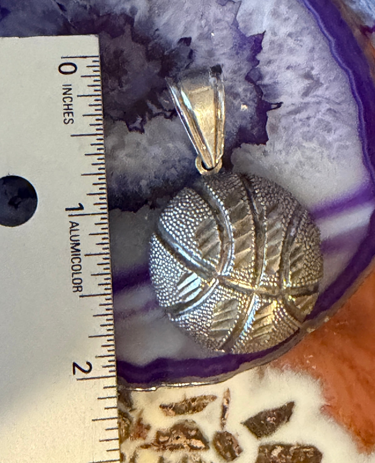Vintage Sterling Silver 925 Large Basketball Pendant