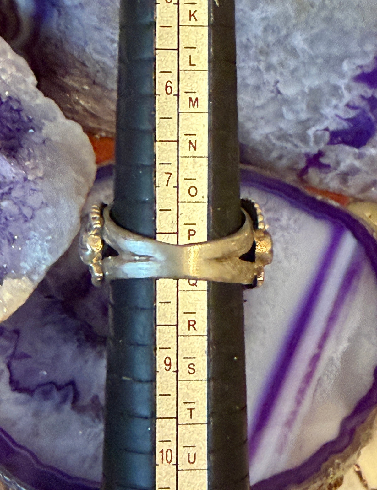 Vintage Sterling Silver Chunky Egyptian Symbols Ring Size 8