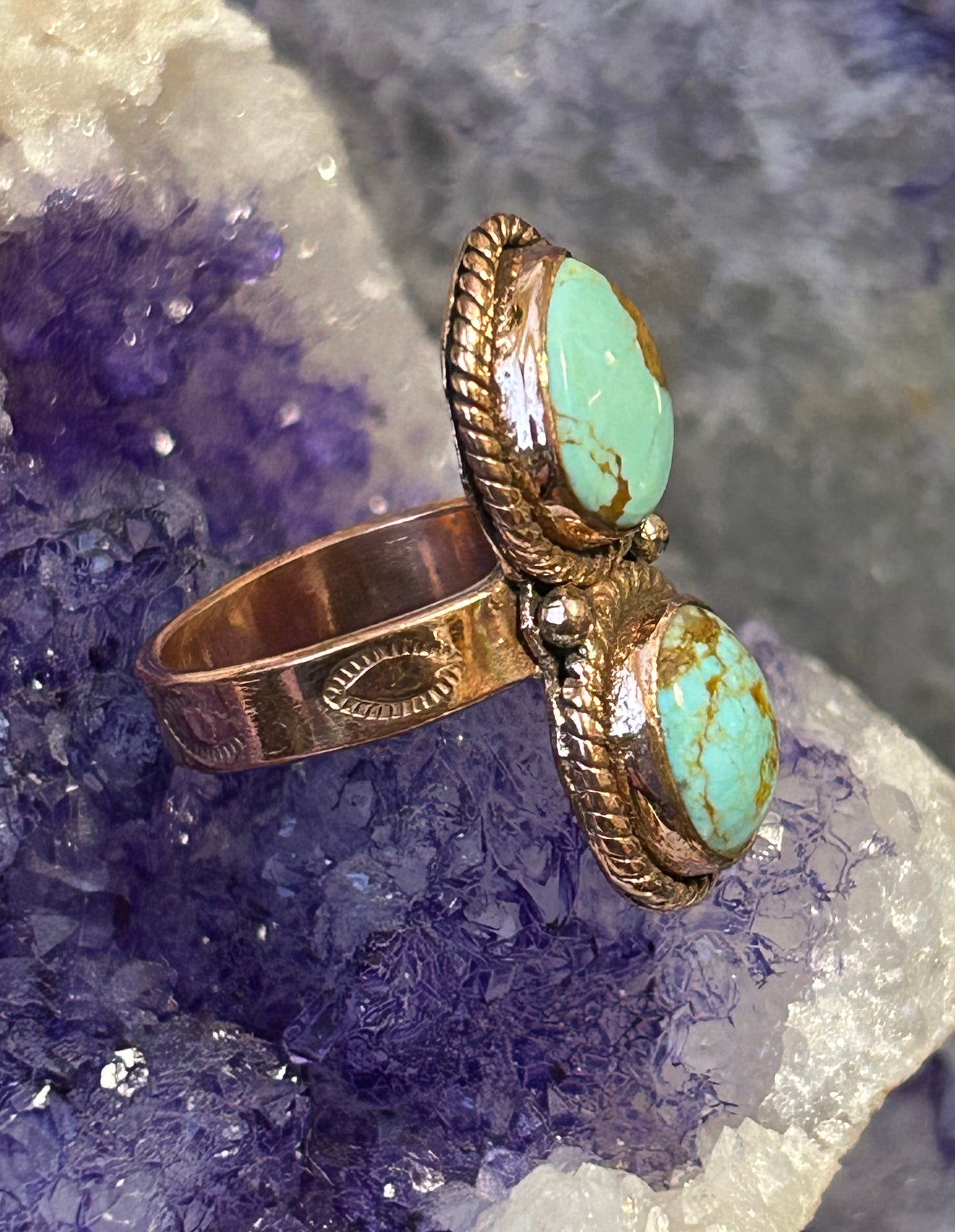 Copper & Number 8 Mine Turquoise Adjustable Ring