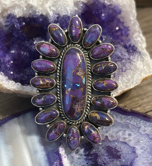 Sterling Silver Purple Mojave Large Multi-stone Ring Size 7