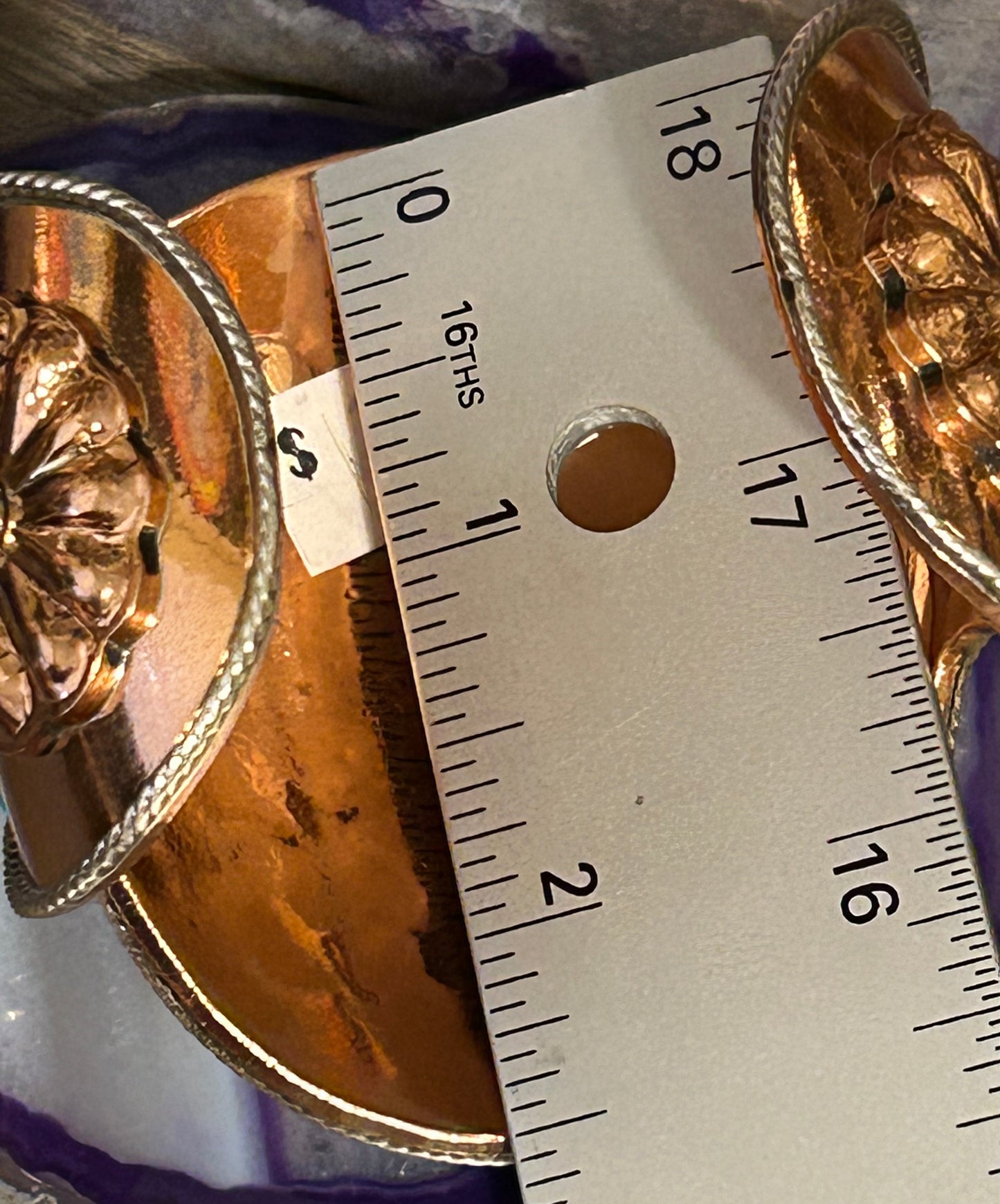 Running Bear Native American Copper & Sterling Silver Gecko/Lizard Cuff Bracelet