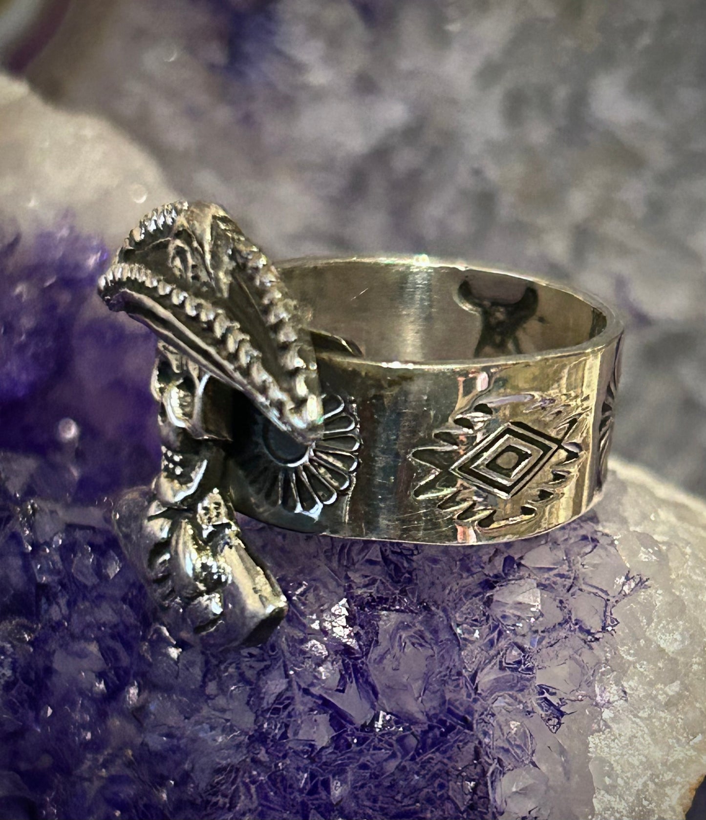 Sterling Silver Modern Taxco Mexico Skeleton w/ Sombrero Ring