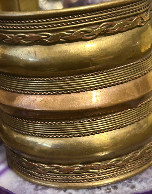 Vintage Brass & Copper Mixed Metals Wide Cuff Bracelet