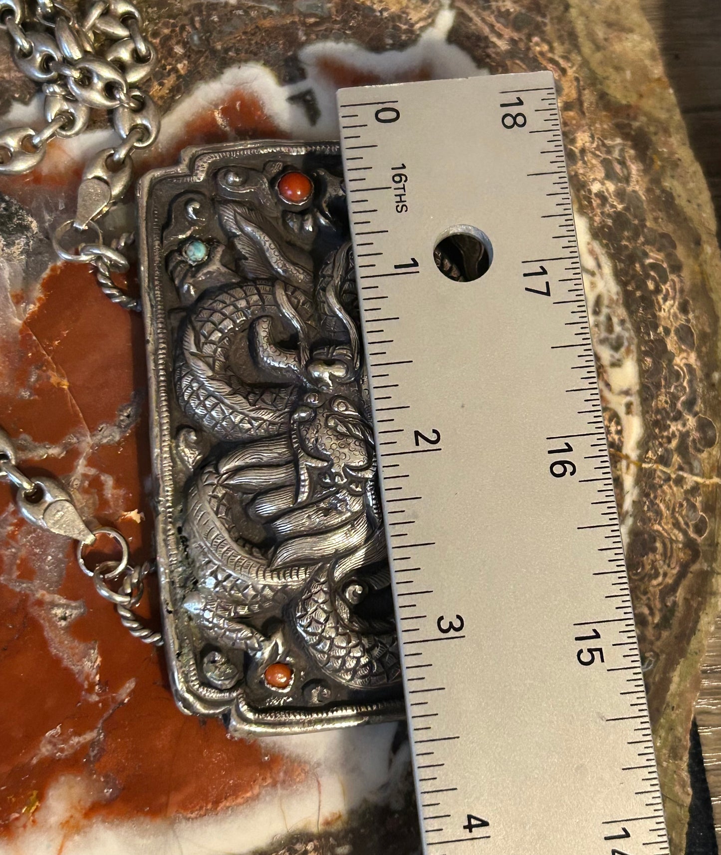 GuzFurbished Sterling Silver Statement Dragon Necklace