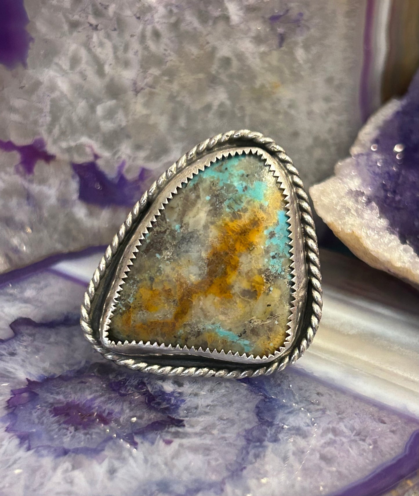 GUZ LOVE NO.78 • Sterling Silver Large Turquoise Adjustable Ring