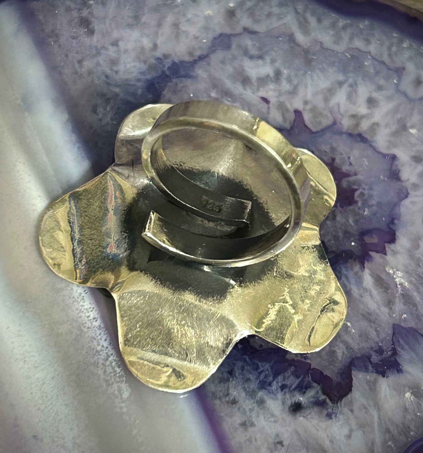 Sterling Silver Taxco Mexico Large Flower Ring Adjustable