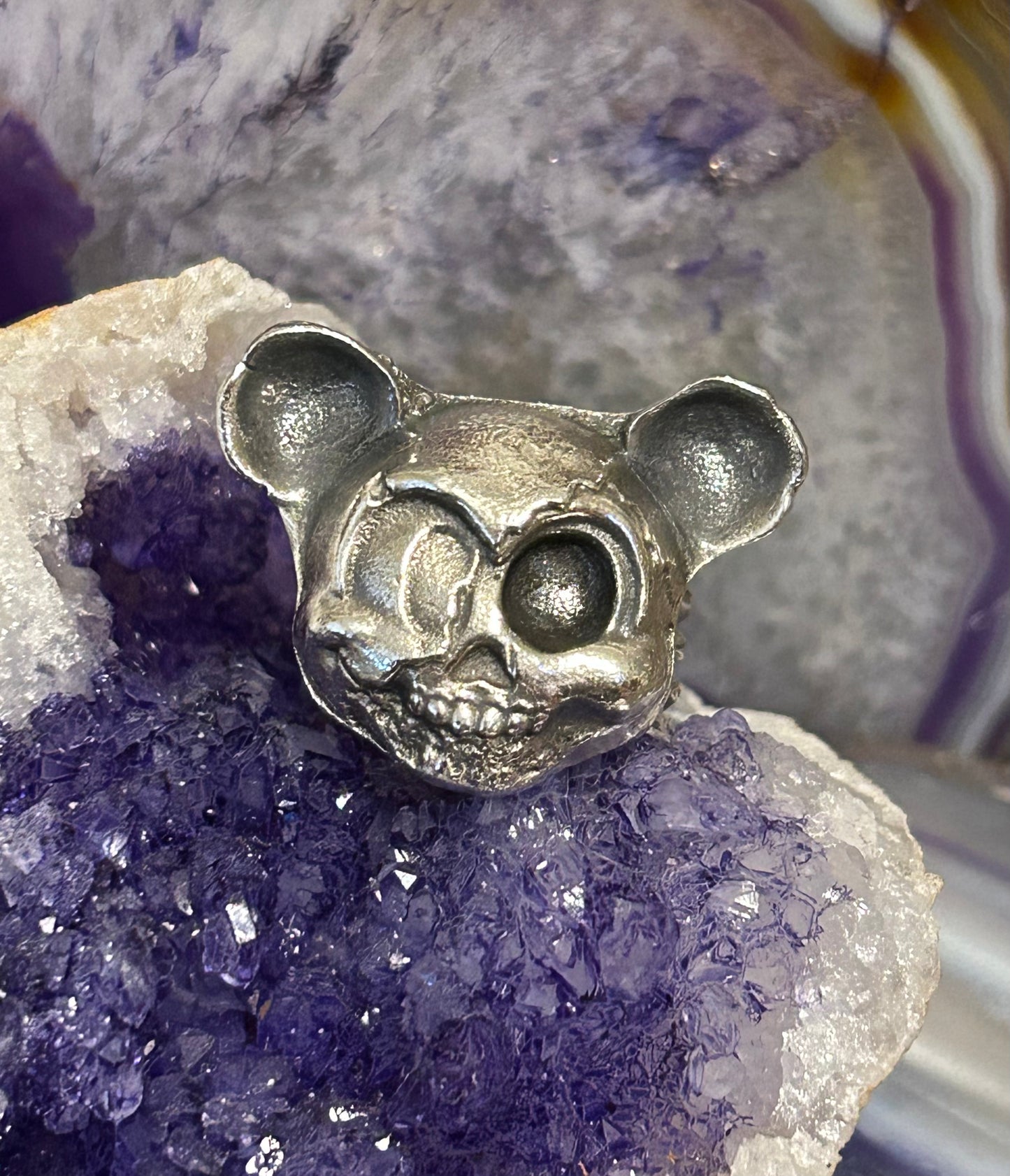 *Made to Order* GUZ LOVE Handmade Sterling Silver Skull Mouse Ring