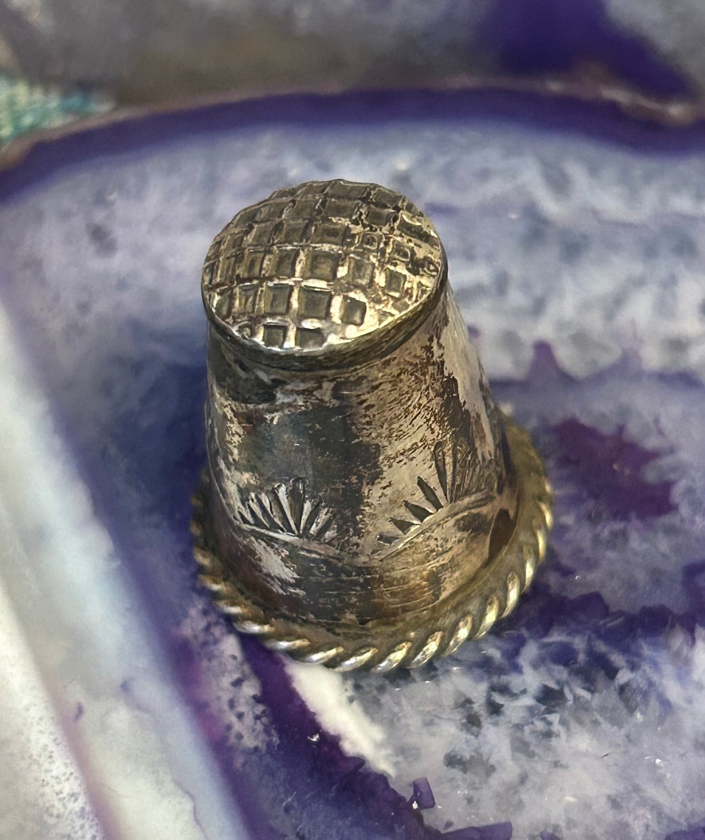 Vintage Sterling Silver Navajo Thimble & Mini Spoons w/ Turquoise